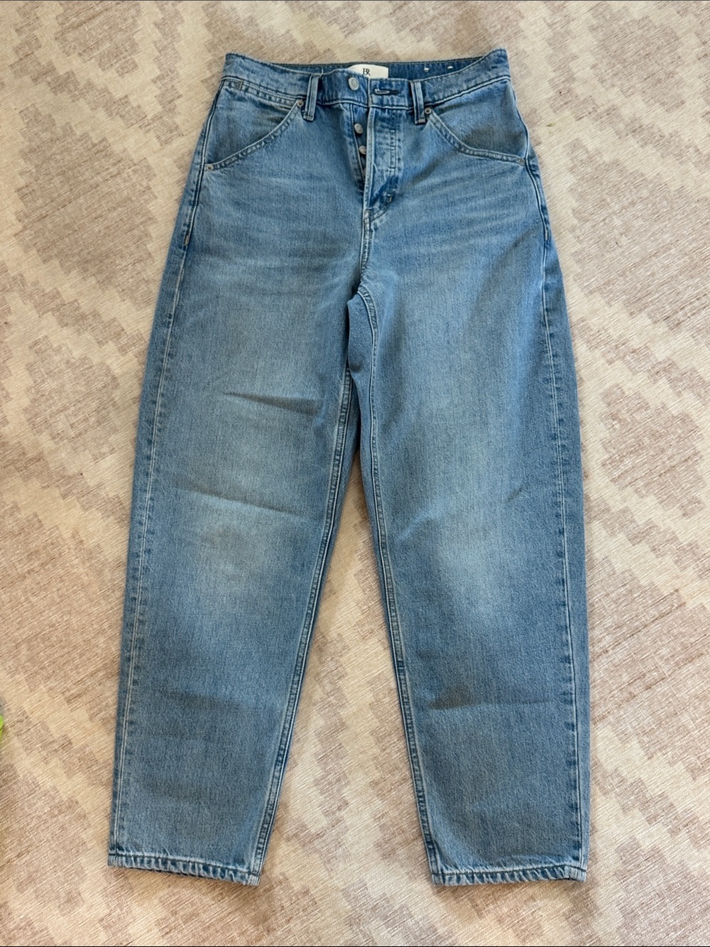 Banana Republic High-Rise Rigid Bow Jeans Size 27 100% Cotton Barrel Leg